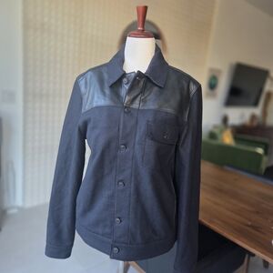 AllSaints Wool & Leather Dixon Jacket – Black Hybrid Moto / Trucker, Men’s XL